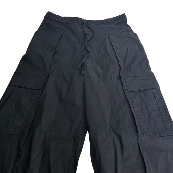 Athleta Paradise Cargo Pants XS Black Linen Blend Wide Leg Utility - Picture 3 of 9